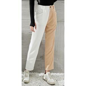 SHEIN Two Tone Colorblock High Waist Corduroy Pants